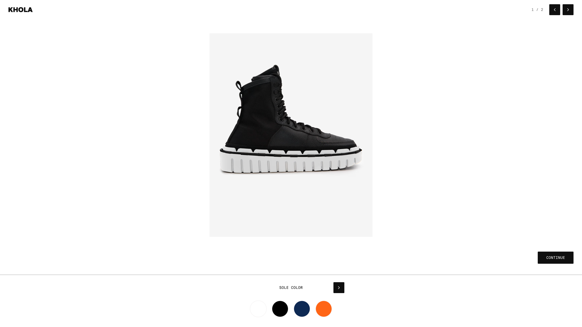 KHOLA exterior boot configurator with orange sole and white laces