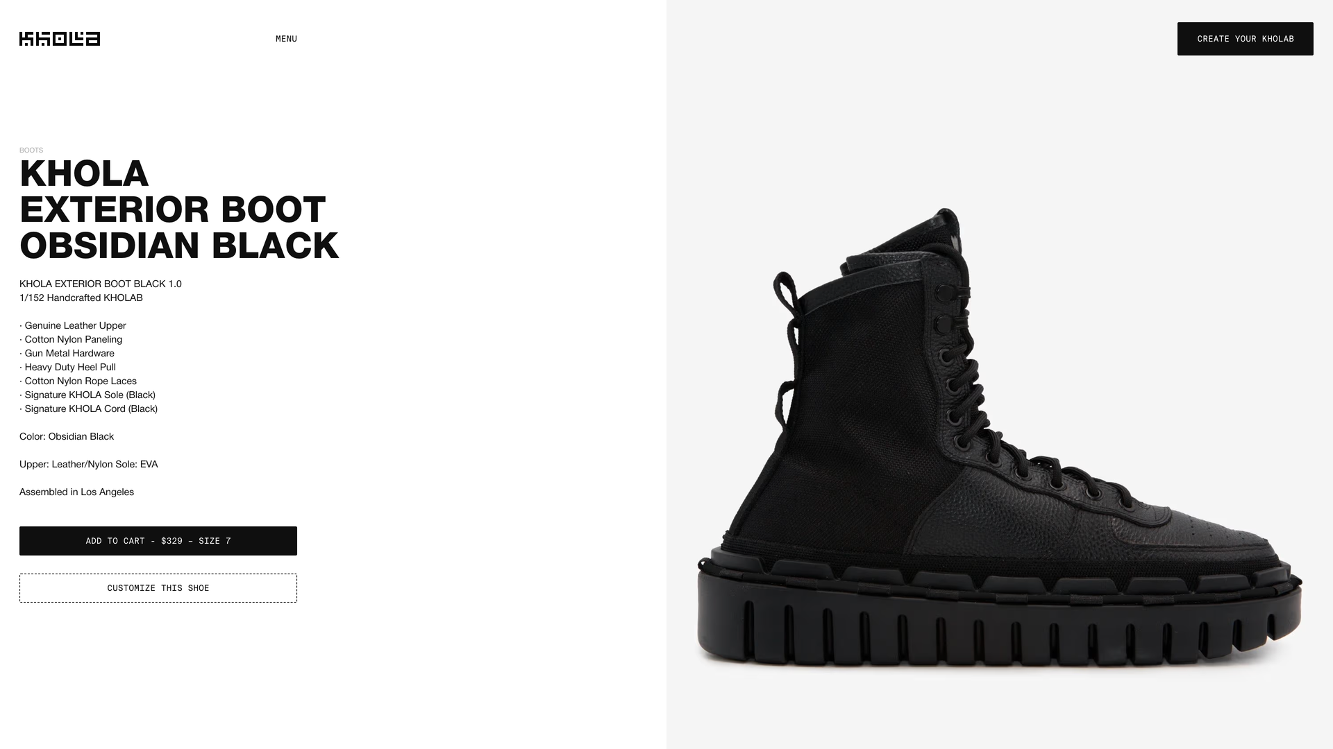 KHOLA exterior boot product page